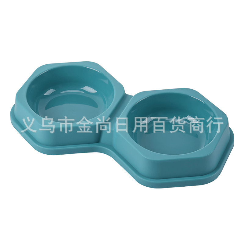 Pet supplies, cat and dog food sets, candy-colored hexagonal double bowls, drinking and feeding basins, dog bowls, cat bowls, cross-border new style pic 2