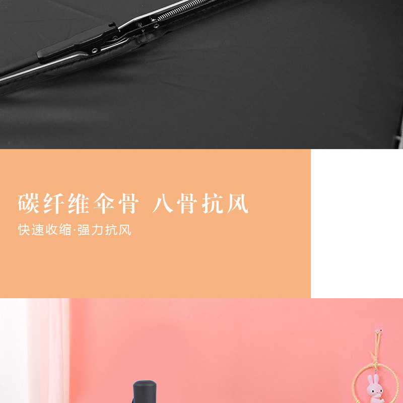 创意新款羽毛伞黑胶烫金羽毛晴雨伞广告礼品伞定防紫外线伞热销详情8