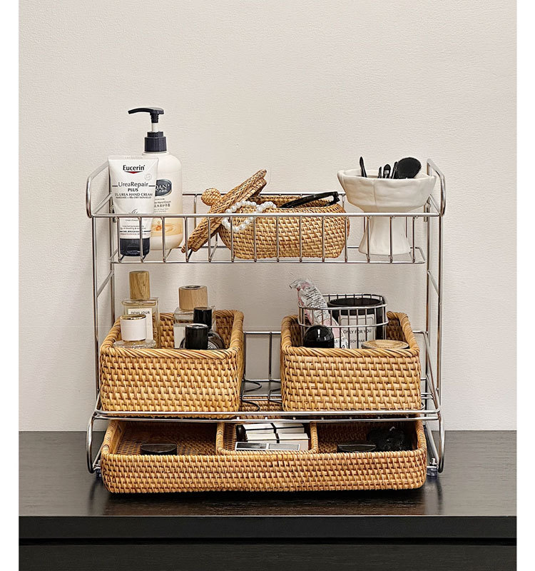 轻奢高级感304不锈钢多功能三层香水化妆品台面收纳整理置物架详情20