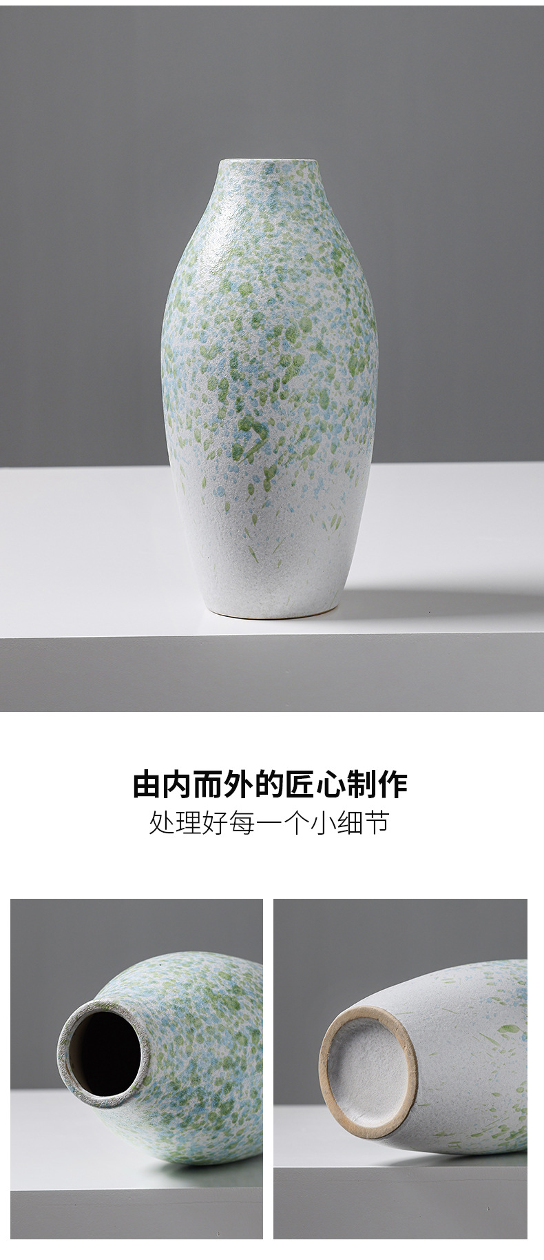 2025 Chinese-style retro ceramic jars, decorative vases, dried flowers, hydroponic, hotel, home, living room, entrance hall, flower arrangement ornaments, a sense of high-end pic 5