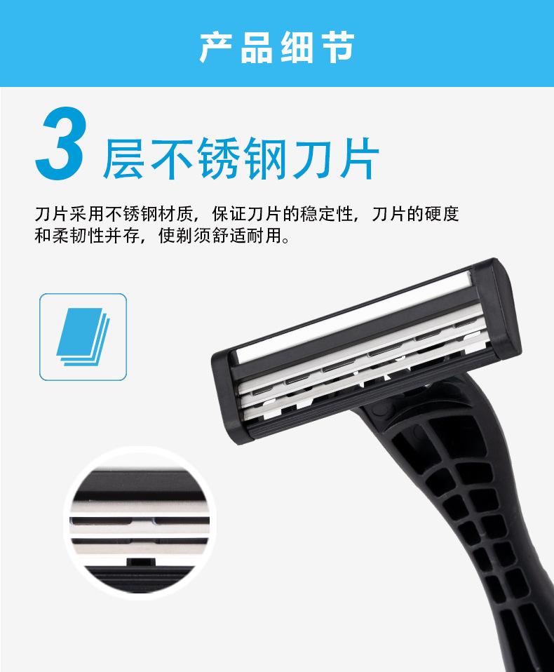 Cross-border new manual shaver Pearl Max three-layer replaceable blade head disposable shaving knife pic 8