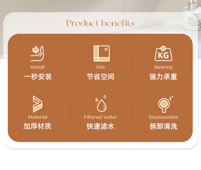 Wholesale new wall-mounted storage boxes, bathroom storage baskets, kitchen scallion and ginger storage baskets, washbasins, no need for drilling, cross-border pic 2