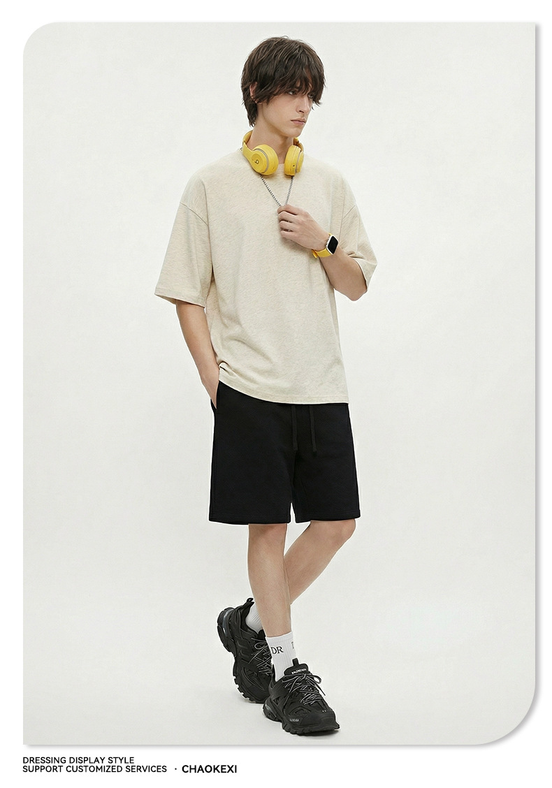 CKX Spring/Summer 2026 New 230G double-yarn pure cotton European and American trendy brand cool solid color loose large-sized short-sleeved T-shirt for men pic 29