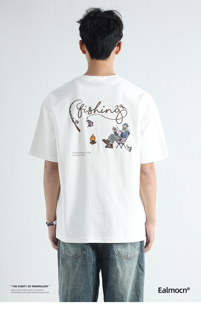 新款印花刺绣男士短袖t恤重磅潮牌男装轻奢高级感纯色体恤上衣男详情12