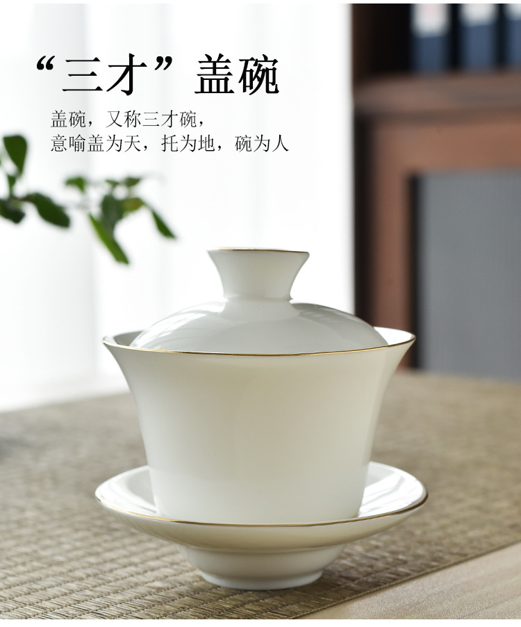 Dehua sheep fat Jade White porcelain Gongfu tea sets, complete sets of tea cups, business gifts and souvenirs wholesale, LOGO design pic 12