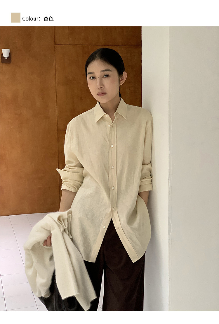 clean 慵懒舒适亚麻衬衣女2025十三行春季新款韩版时装衬衫 52271详情14