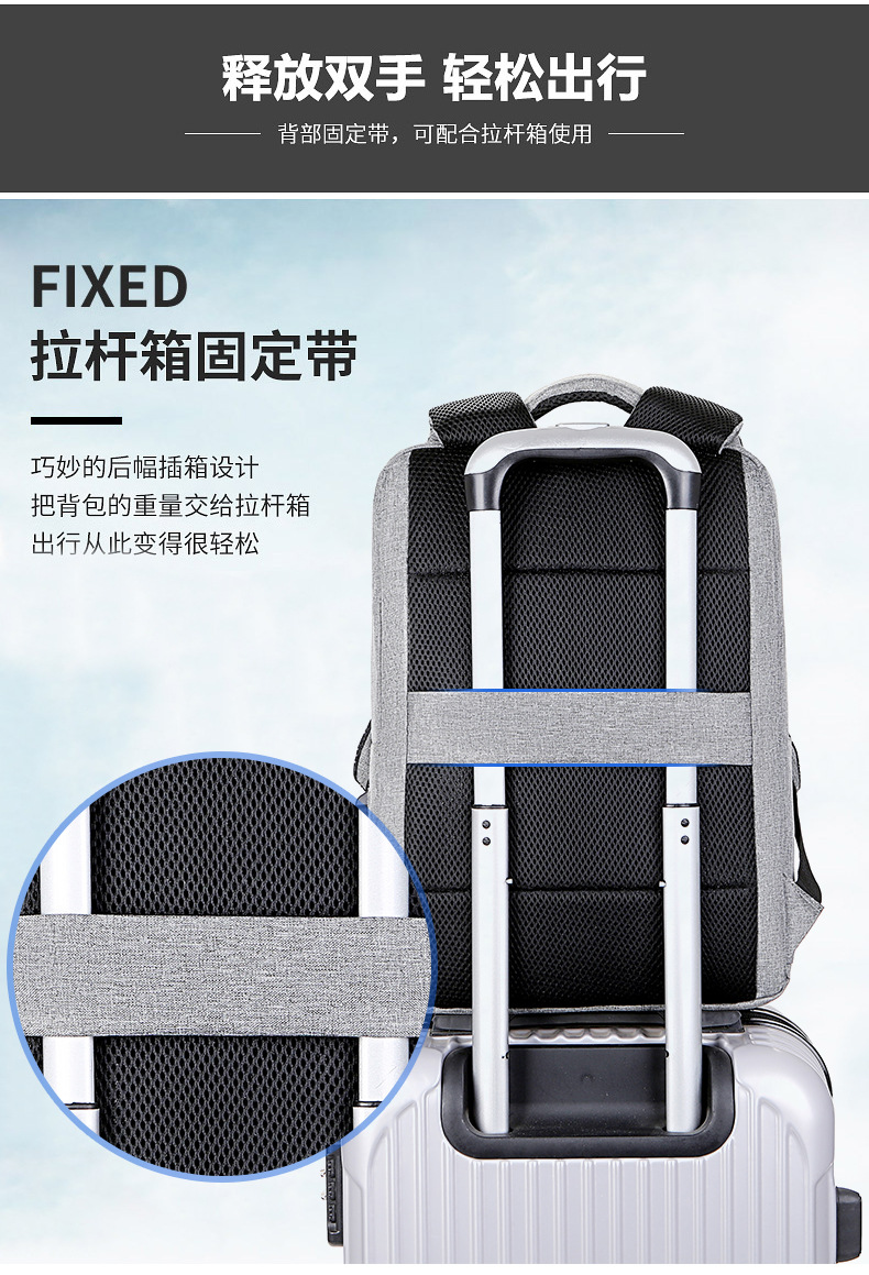 Cross border business backpack mochila multifuncional de gran capacidad para hombres advanced sense laptop bag USB imprimible pic 13