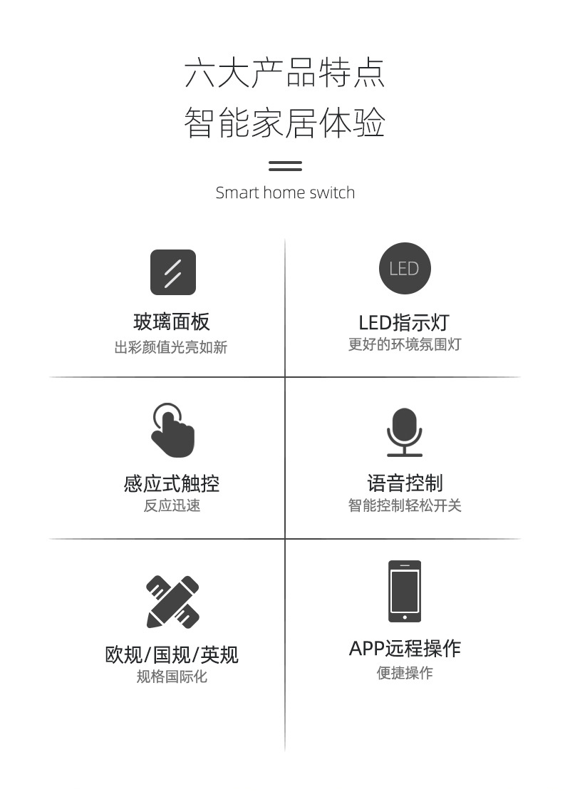 Factory direct supply of European and British standard WiFi single live wire touch switches, wall Zigbee switches, graffiti smart pic 2