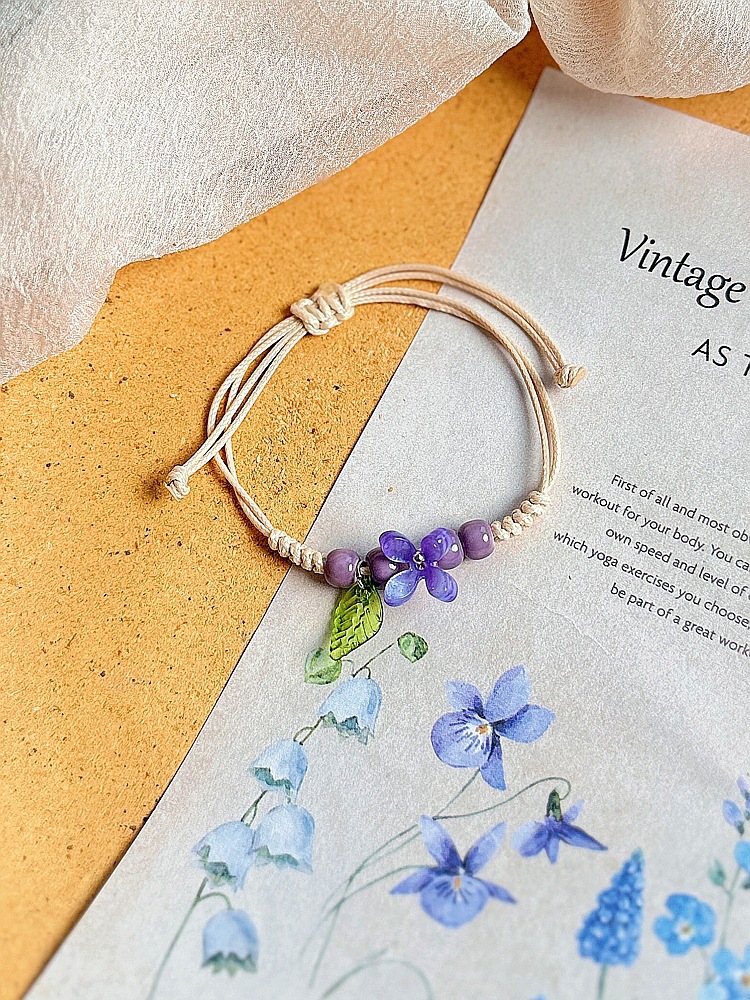 Wholesale of Jingdezhen ceramic bracelets for girls, hand-woven new Chinese-style ancient flower artistic student gift bracelets pic 7