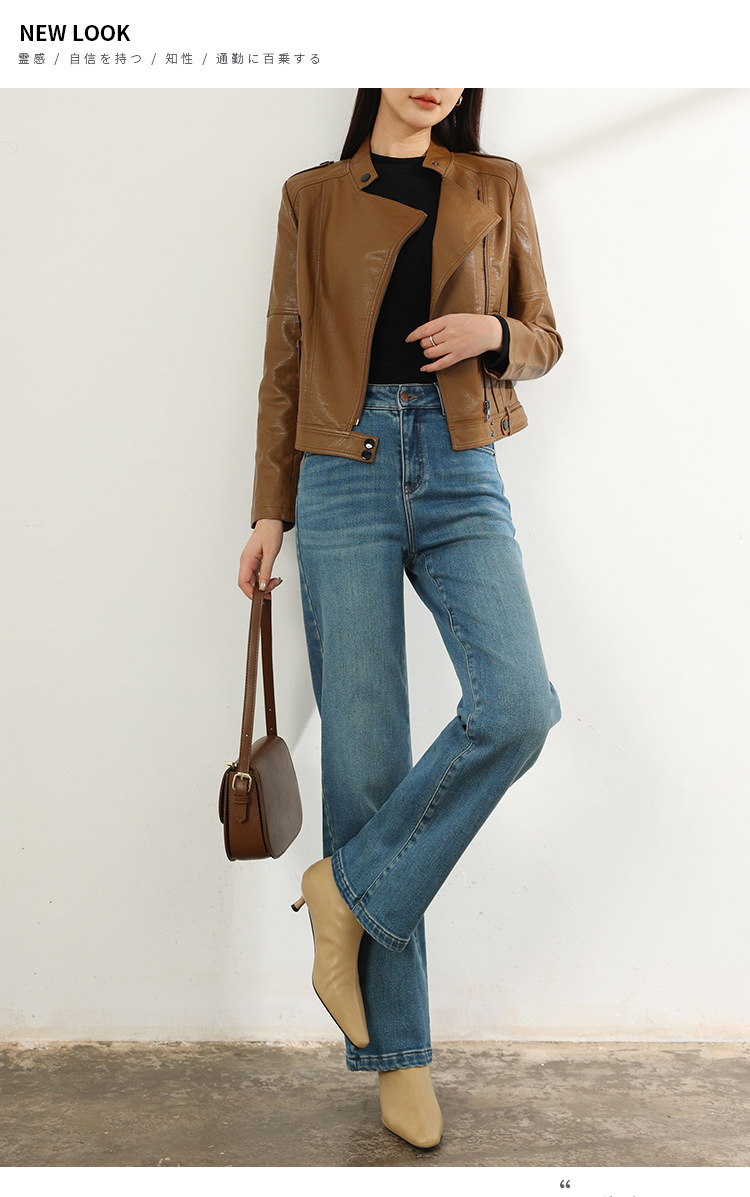 Factory direct sales of new winter bestsellers: light blue flocked jeans, narrow straight-leg pants for petite women, floor-length pants pic 11