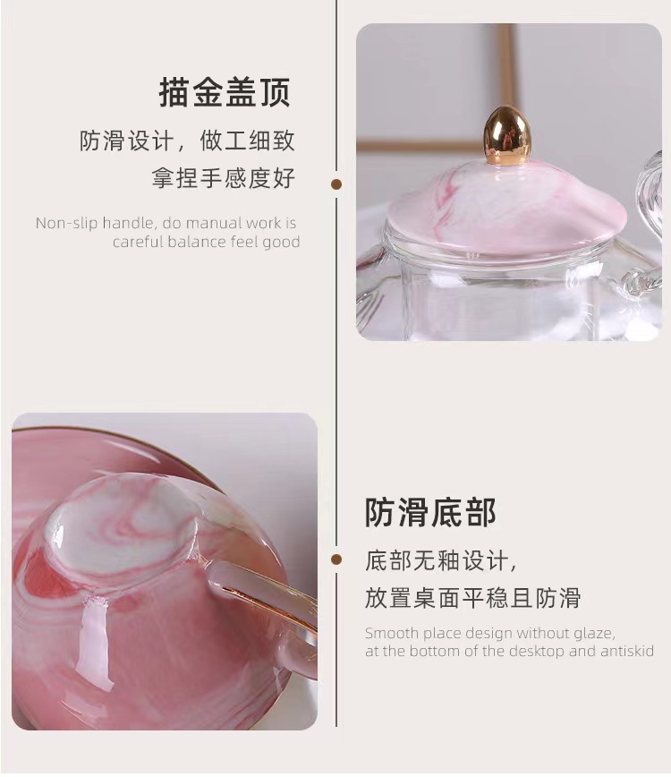 English flower teapot, candle heating, fruit teapot set, glass beauty salon teapot, ceramic afternoon tea cups pic 18