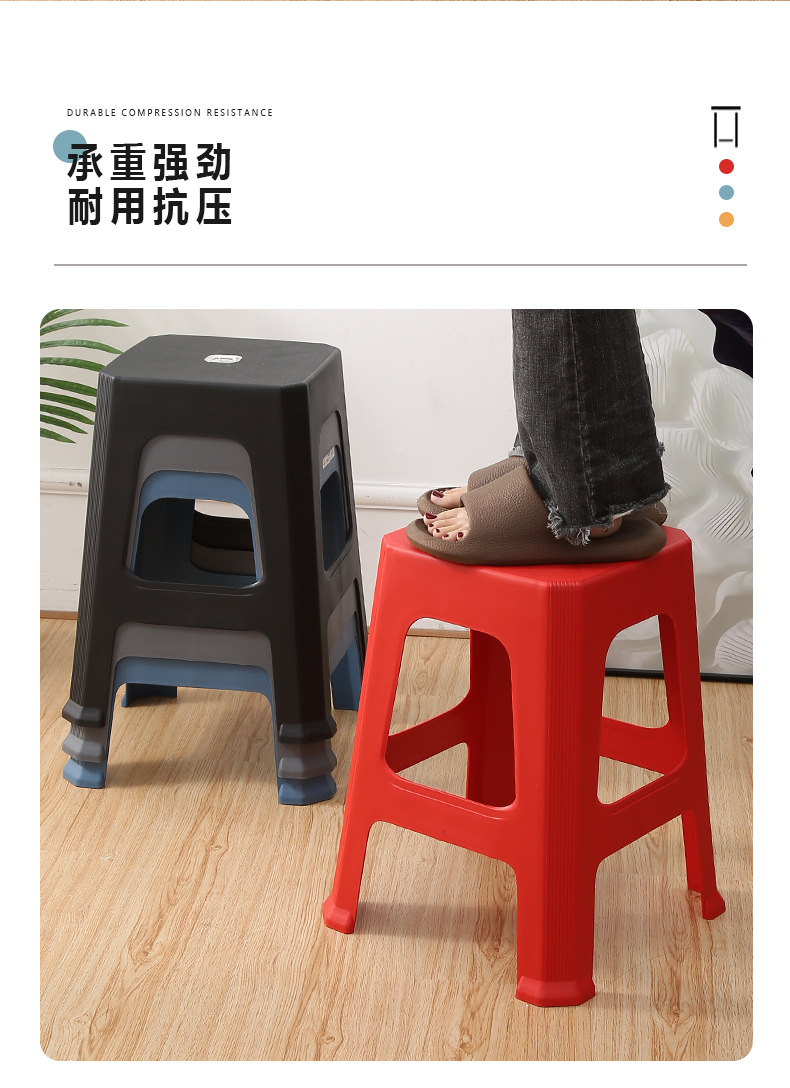塑料椅加厚大排档方凳可叠放餐椅户外院子板凳详情2