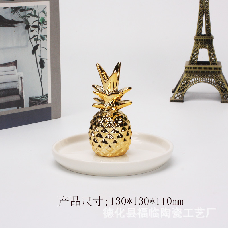 Nordic gold-plated ceramic handicrafts, gift jewelry plates, rings, watches, home storage plates, golden deer animal ornaments pic 28