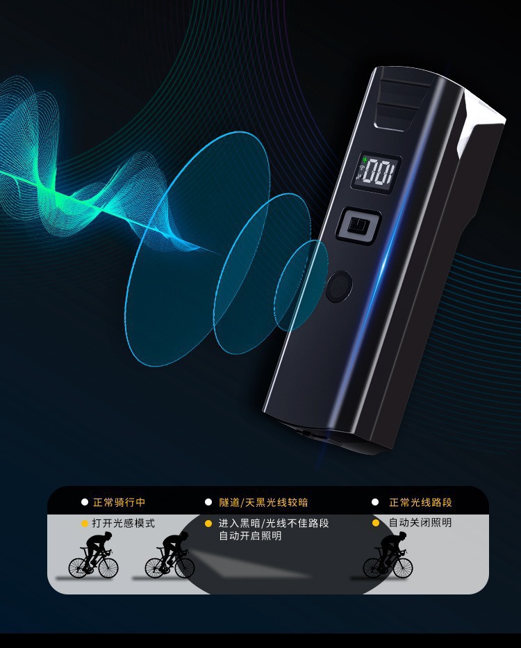 Bicycle light, bike light, cycling light, TYPE-C charging digital display, high-brightness road bike sensor night riding lighting pic 5