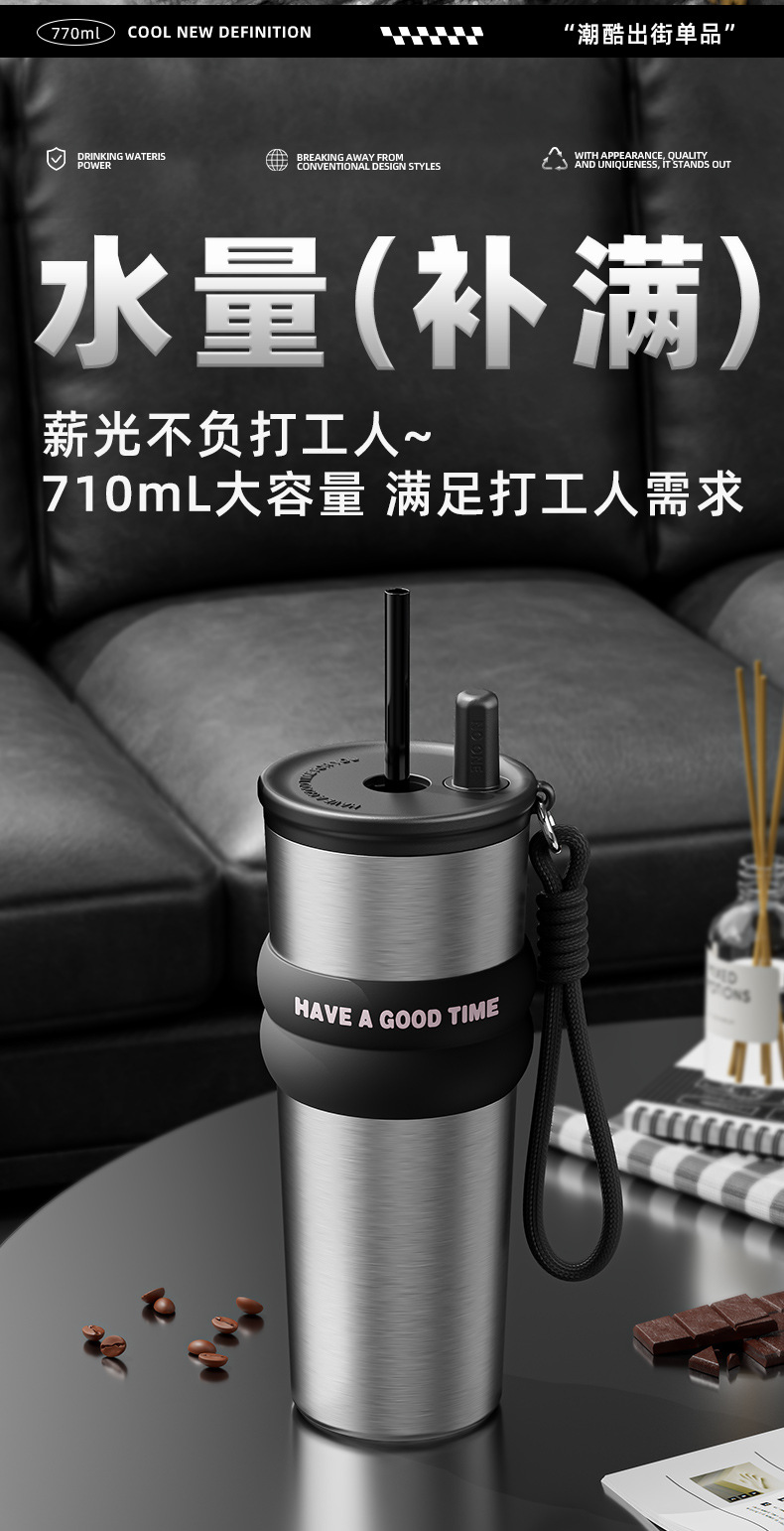 高颜值巨无霸保温杯316不锈钢陶瓷内胆咖啡新款冰霸杯吸管水杯详情9