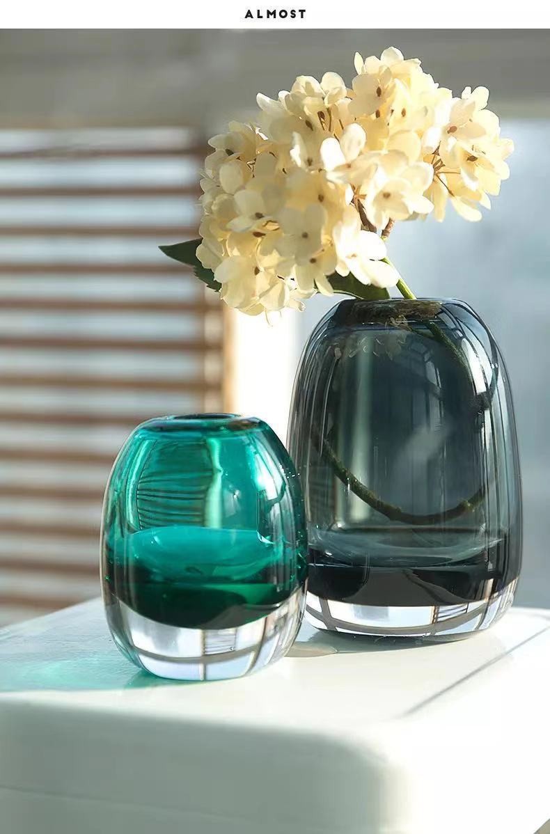现代轻奢琉璃花瓶客厅插花玻璃花器会议桌玄关摆件高级感玻璃装饰详情30