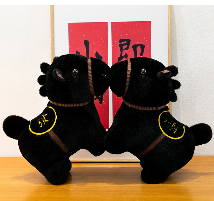 跨境新款卡通黑马毛绒玩具小马玩偶布娃娃生肖马年吉祥物家居摆件详情24