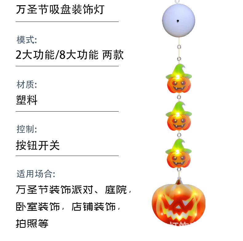 跨境新款led皮线吸盘灯挂灯氛围灯发光灯牌装饰万圣节氛围感彩灯详情7