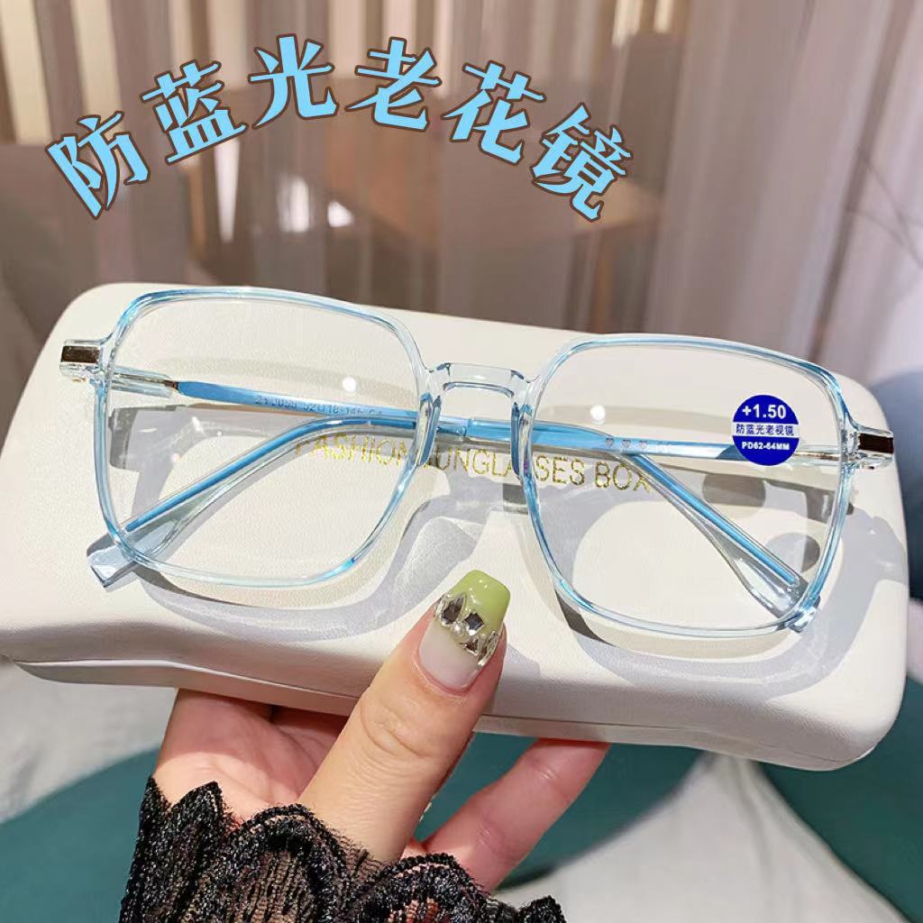 防蓝光老花镜女网红时尚潮款年轻老花眼镜高清大框老光眼镜成品男详情5