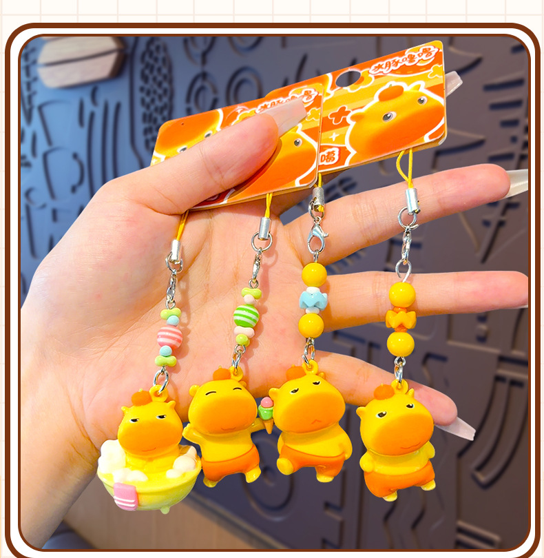 Genuine Capybara Lulu Little Nose clip clip, keychain, creative cartoon doll, mobile phone chain, earphone pendant pic 10