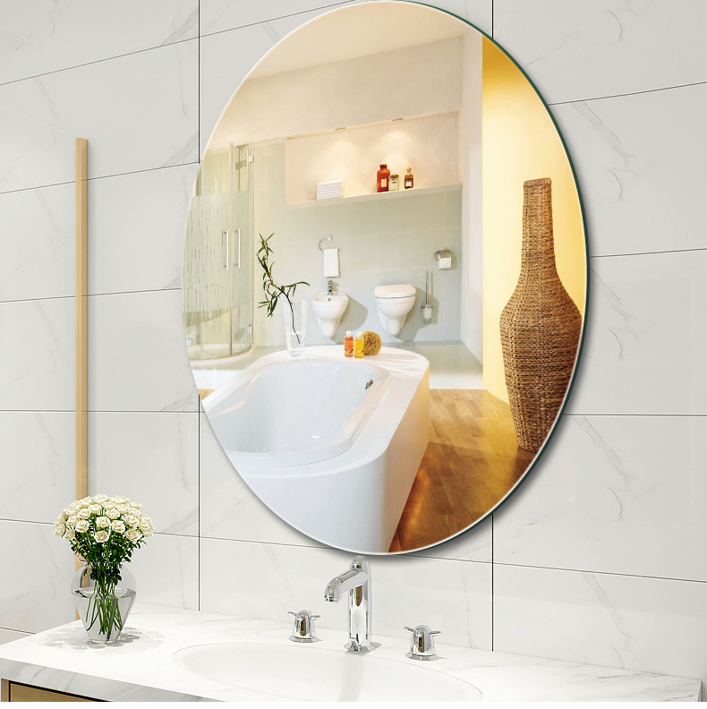 浴室镜卫生间镜子免打孔贴墙椭圆形自粘贴梳妆壁挂镜化妆镜圆茹遇详情10