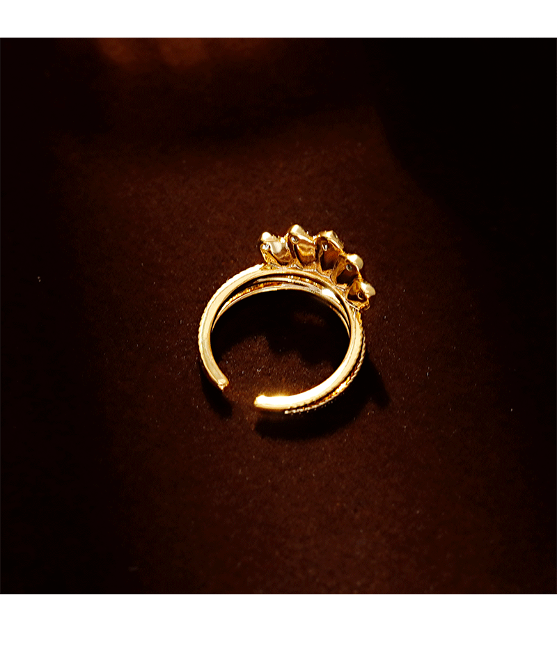 Hyacinth oro cepillado café granos anillo mujer estilo antiguo italiano hecho a mano satén con diamantes nicho ligero anillo de lujo pic 4