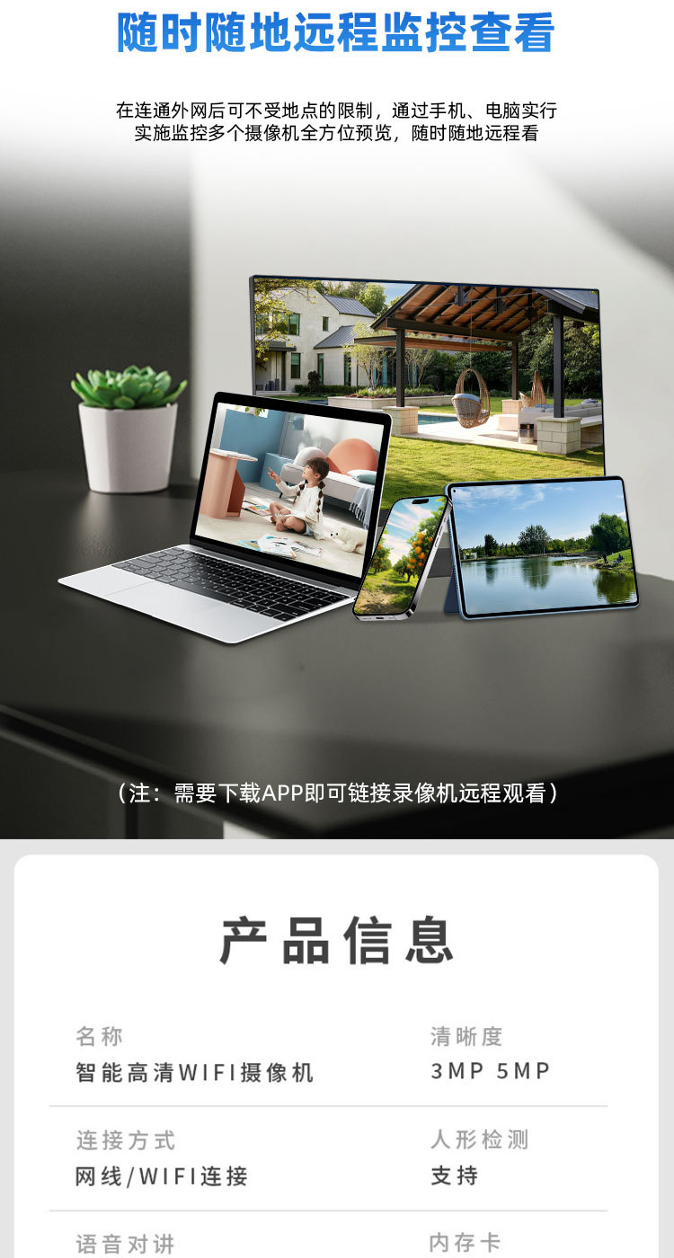 无线4G摄像头智能监控器家用app远程报警双向语音摄像头室内详情13