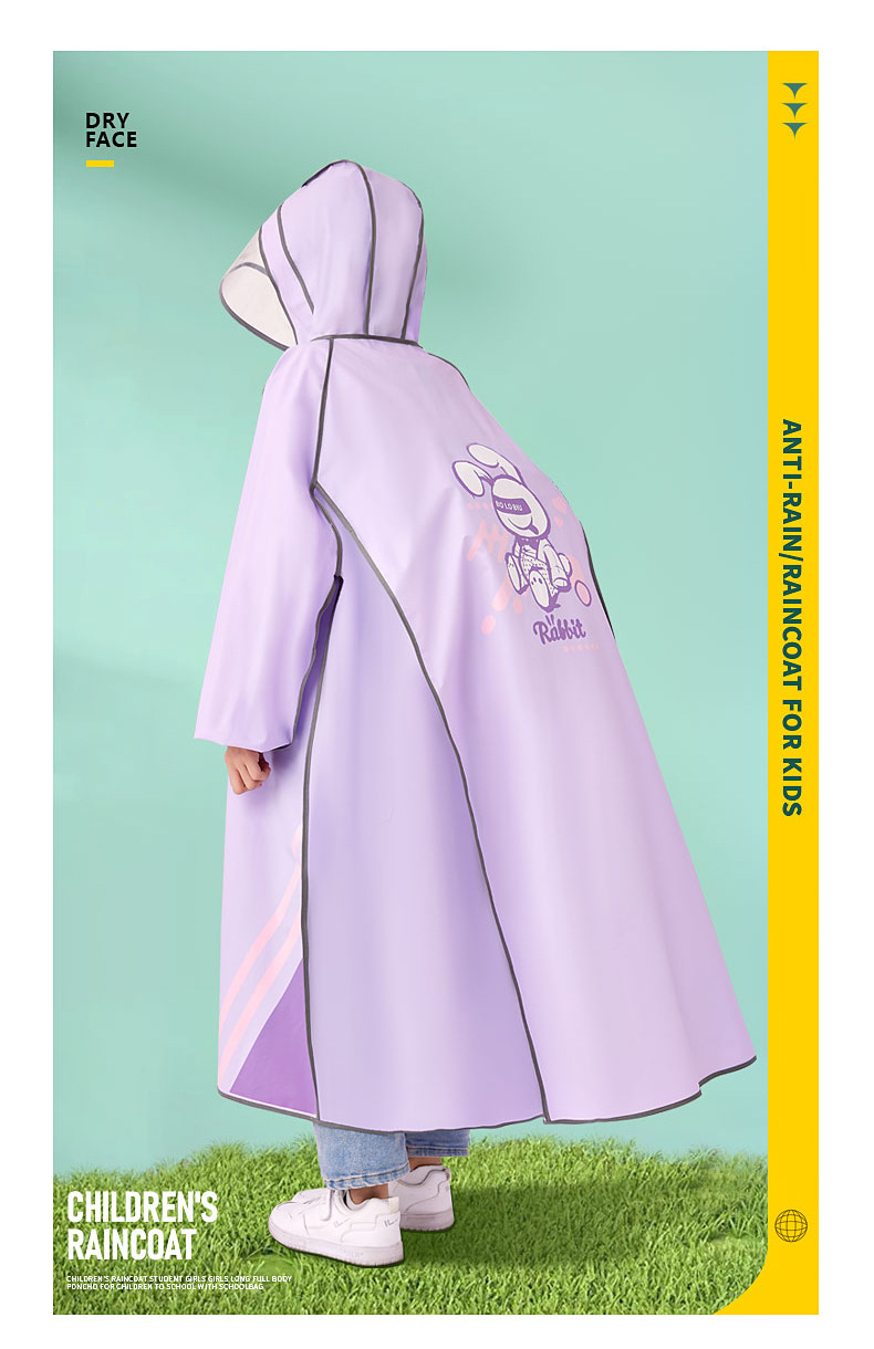 eva儿童雨衣带书包位中大童学生雨衣 单人全身小学生卡通连体雨衣详情16