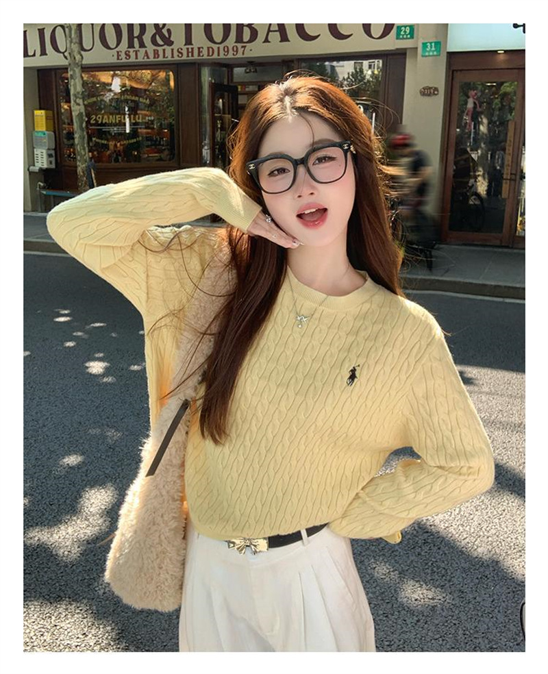 软糯毛衣女秋冬慵懒高级感2025新款麻花针织衫内搭打底上衣详情12