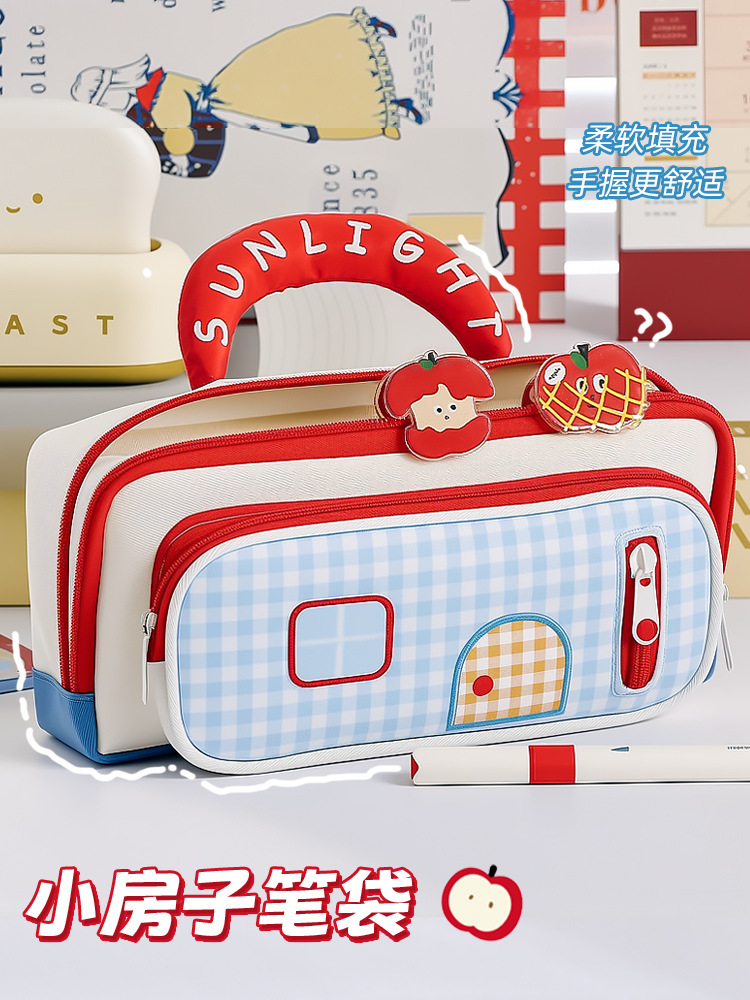 手提多巴胺小房子ins风高颜值笔袋高颜值大容量文具收纳袋文具盒详情3