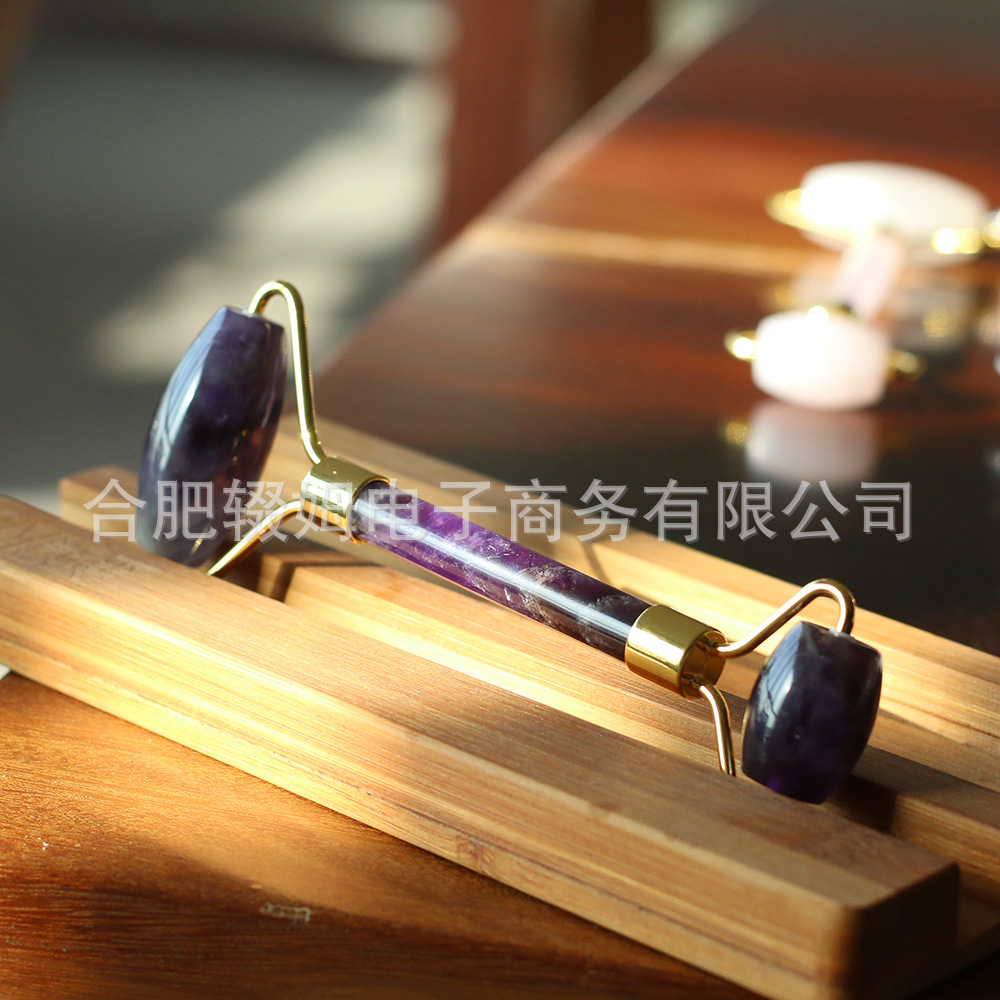工厂直销紫水晶玉石滚轮按摩器专用脸部刮痧按摩美容棒美容院推拿馆用详情49