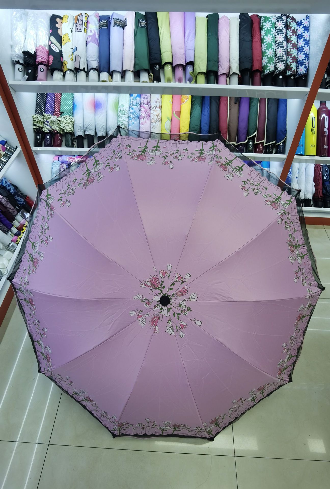Retro lace-trimmed folding umbrella, all-weather sun umbrella, high appearance level for girls, UV-resistant umbrella pic 4