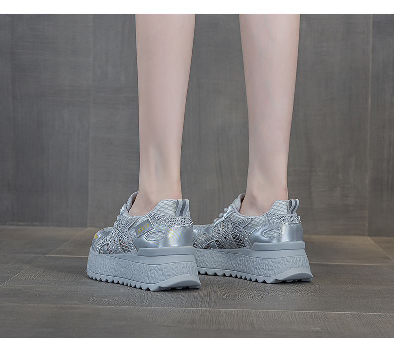 小个子厚底小白鞋女2025夏款轻奢爆款浅口透气运动增高休闲老爹鞋详情17