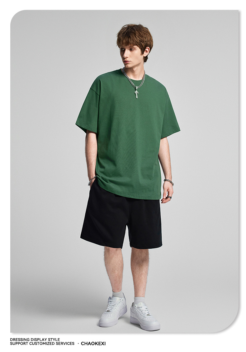 CKX2026夏季美式275g高品质潮牌纯棉t落肩纯色男潮青少年短袖T恤详情55