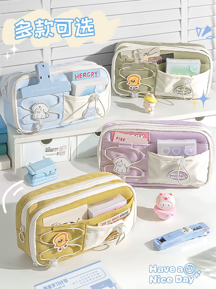 笔袋温柔慵懒风学生文具袋软乎乎女孩高颜值女生初中ins风大容量详情5