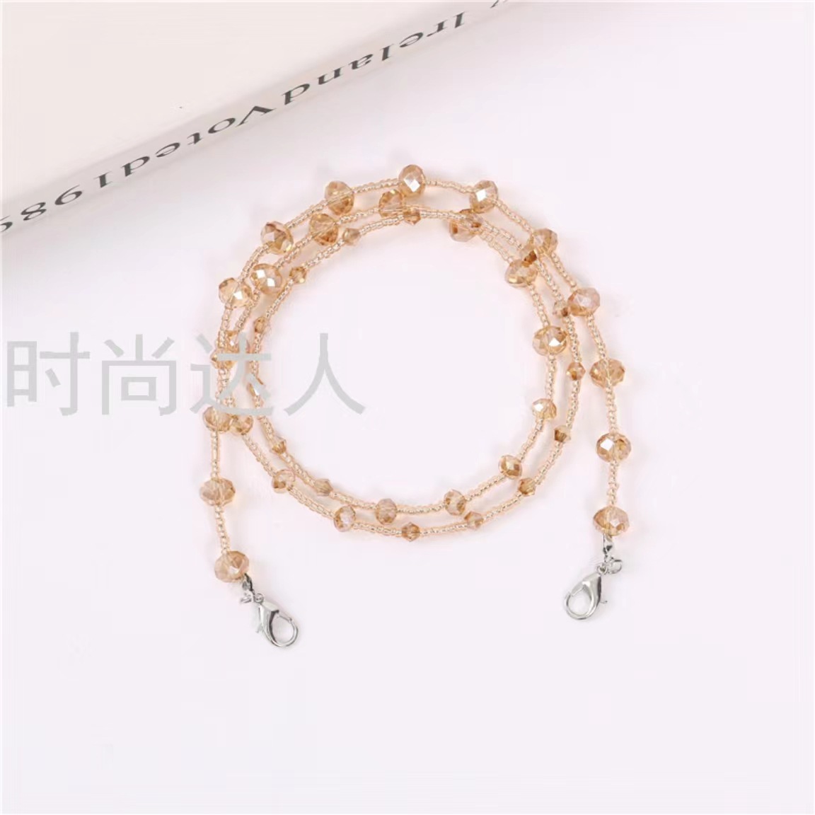 Colorful beaded mask string anti-loss chain, Korean retro crystal beaded glasses decoration necklace, colorful handcrafted high-end chain pic 5