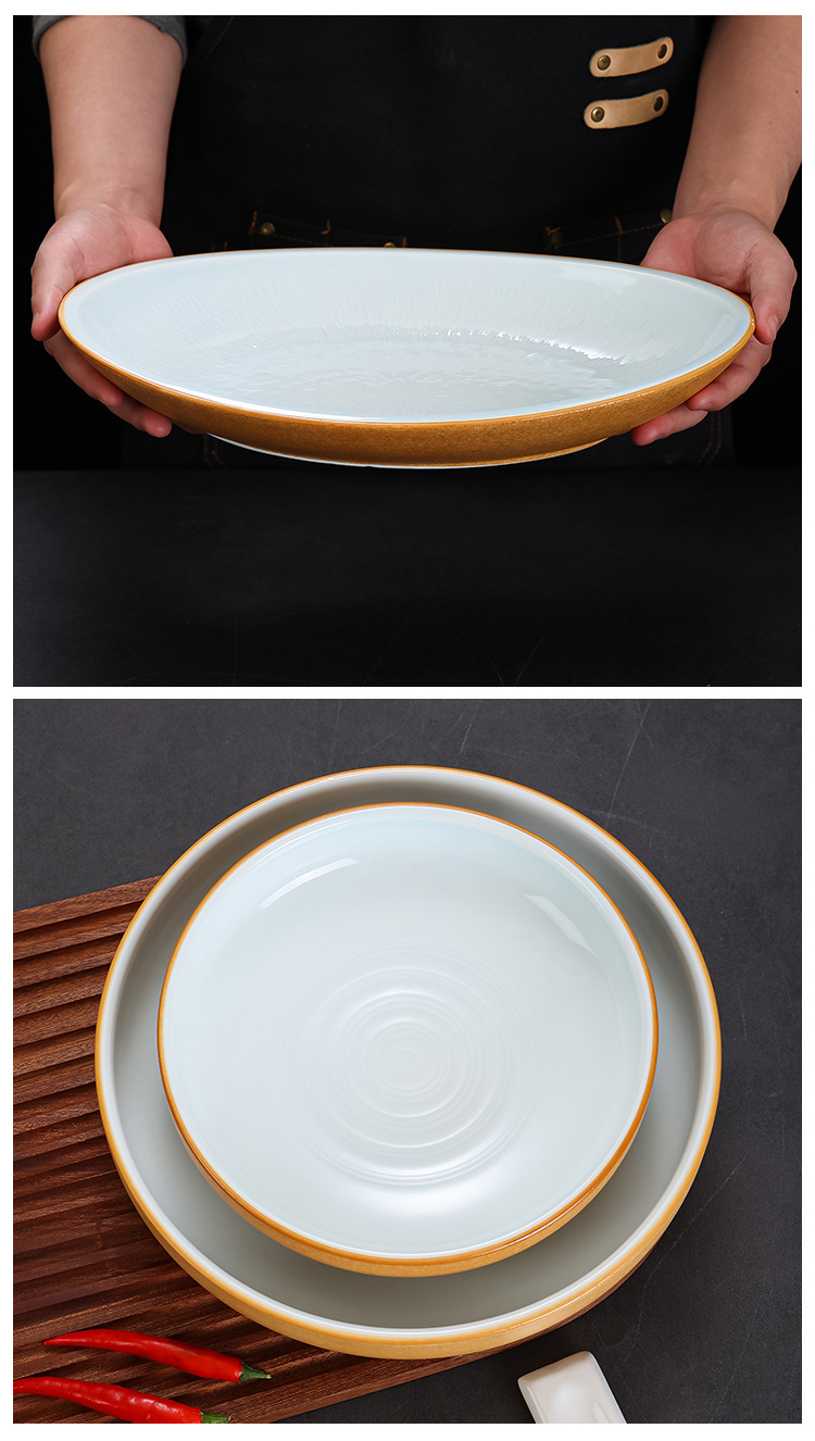 陶瓷色釉复古中式餐具套装湘菜系加热保温牛肉小炒碗摆台餐具碗组合详情19