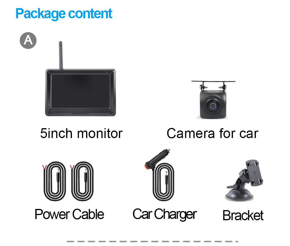 The 5-inch universal display screen for small cars is equipped with a built-in digital wireless high-definition 150° rearview reversing camera image system pic 13