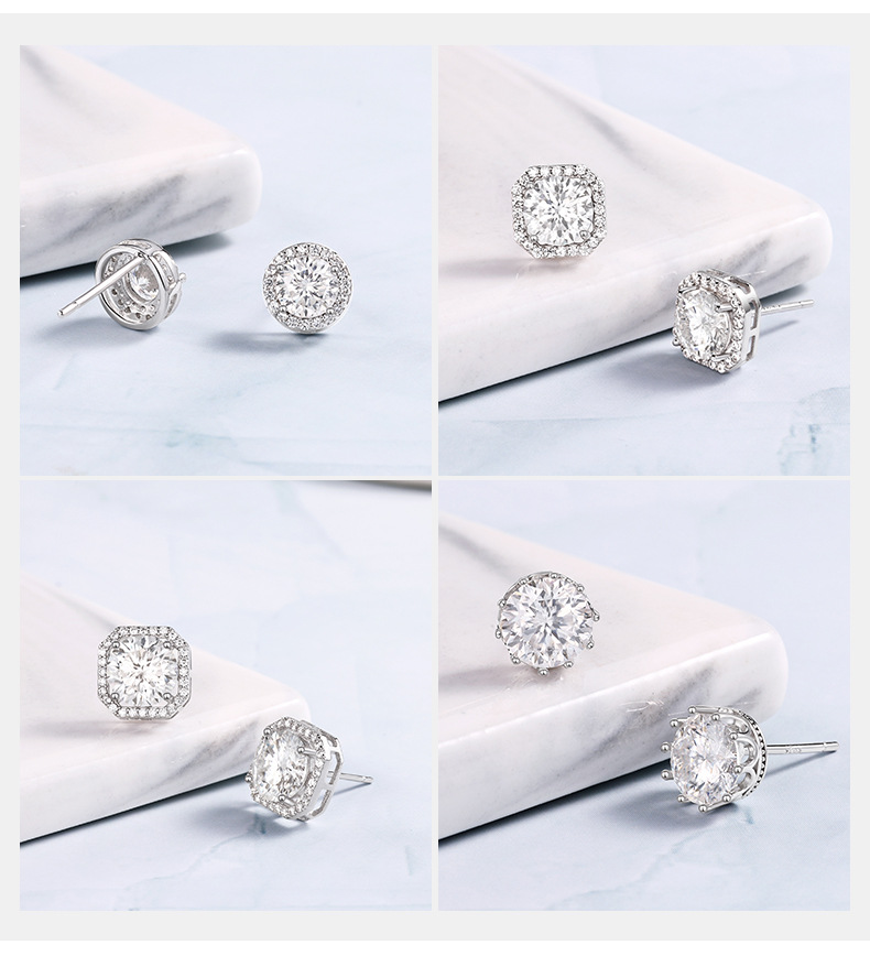 s925纯银耳钉女莫桑石耳钉1克拉莫桑耳钉时尚耳饰气质高级感耳环详情3