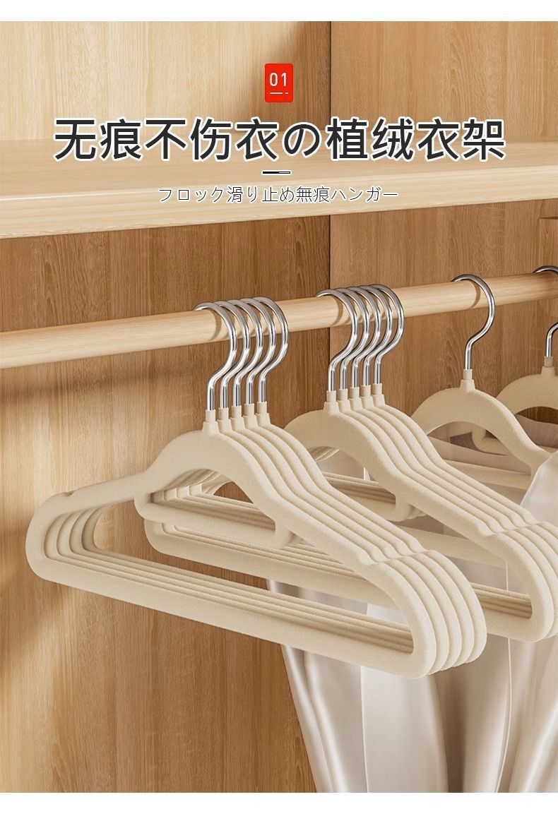 植绒衣架家用挂衣无痕防肩角防滑不起包撑子整理师干湿两用批发详情3