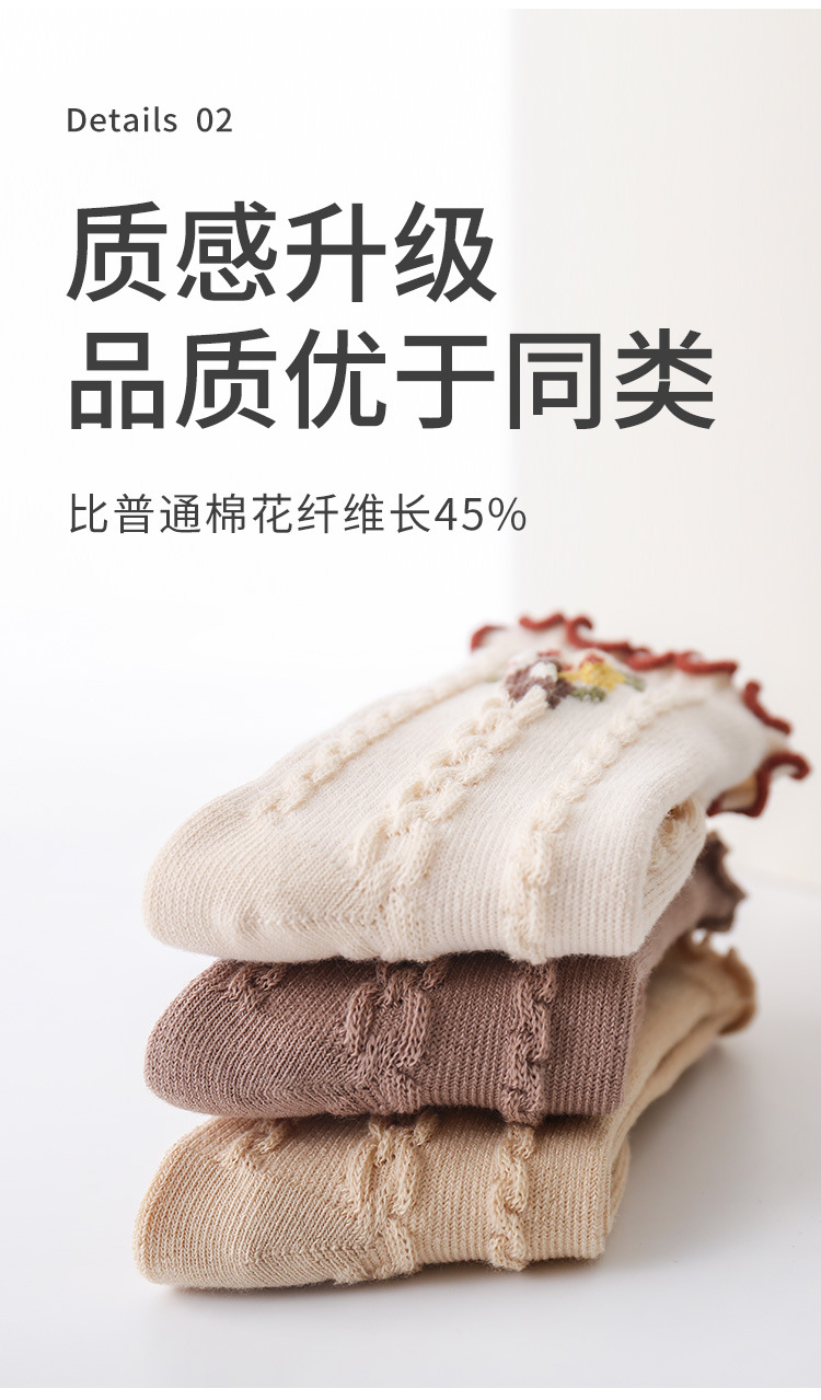 婴儿袜子秋冬木耳边松口不勒女童公主春秋小碎花宝宝无骨中长筒袜详情7