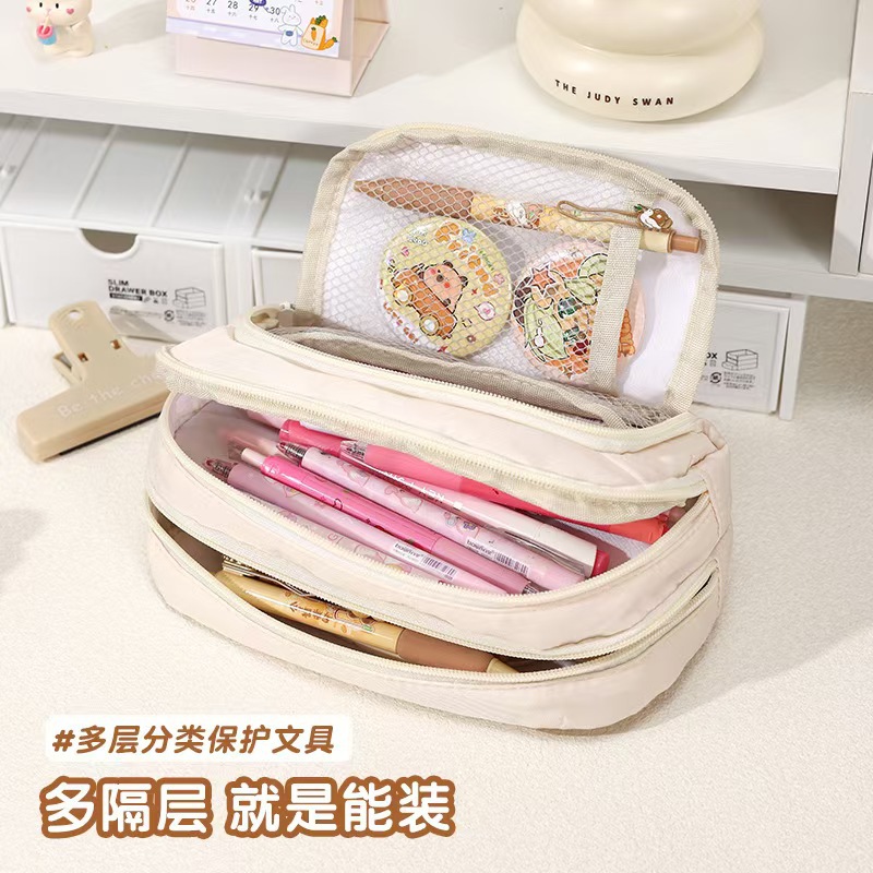新款大容量笔袋斜开口文具袋铅笔盒日系详情6