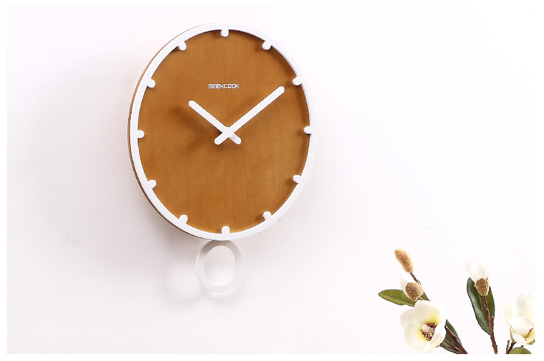 极客库 一件代发简约北欧时钟:与时摇摆 创意家居木钟表 挂的钟详情15
