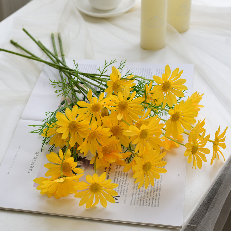 仿真5头小雏菊洋甘菊假花绢花家居装饰摆件花束拍摄道具厂家批发详情11
