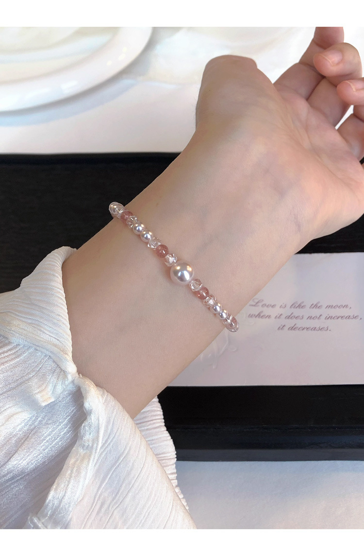 曼塔玫瑰草莓晶珍珠手链轻奢高级感手串女不掉色水晶串珠手饰批发详情3