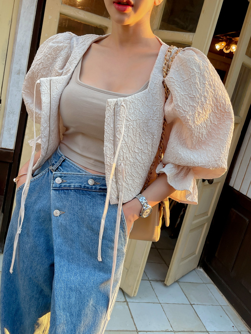 韩国chic春季复古小众高腰百搭不规则斜扣设计感阔腿牛仔裤长裤女详情17