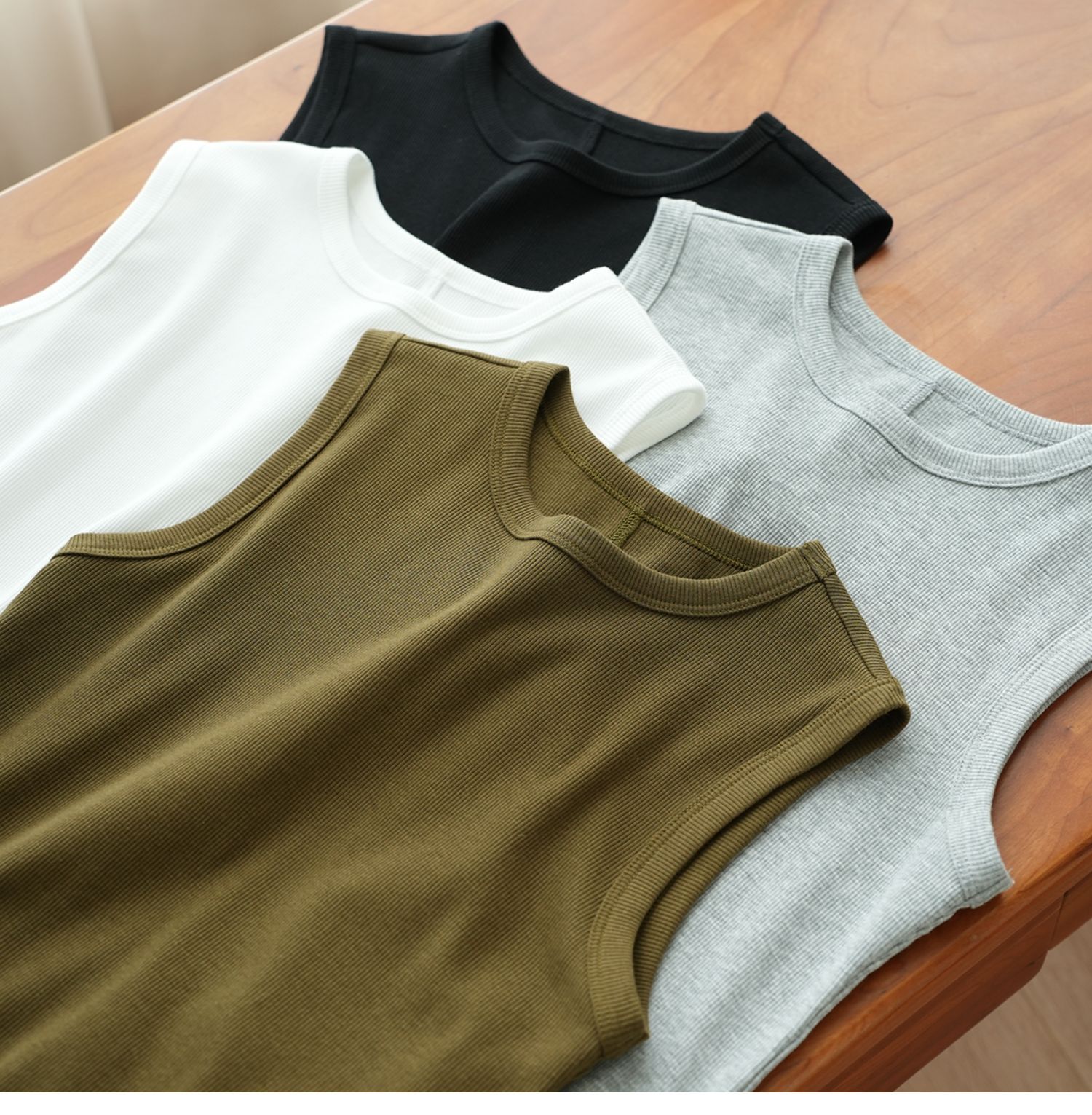 夏季纯棉小圆领吊带背心女纯欲风外穿工字宽肩带遮副乳内搭上衣详情1