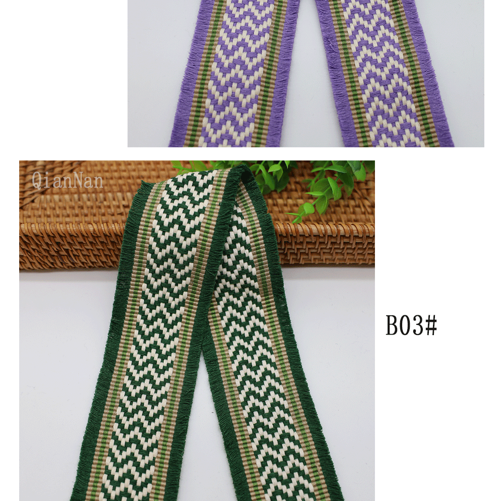 Factory direct supply of 60mm wide fringed tassel ethnic style jacquard webbing for luggage straps, clothing, shoes and hats, and decorative accessories pic 14
