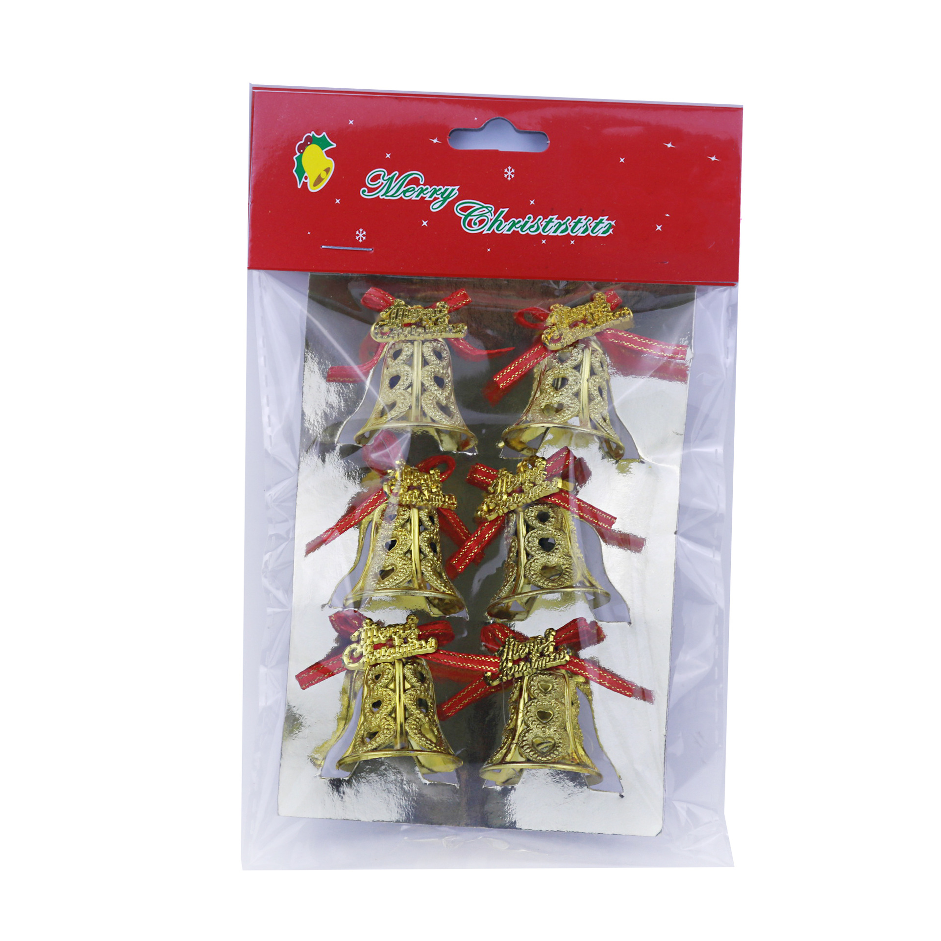 3cm 6/卡圣诞树铃铛装饰挂件大圣诞铃铛装打粘字牌蝴蝶结厂家直销详情4