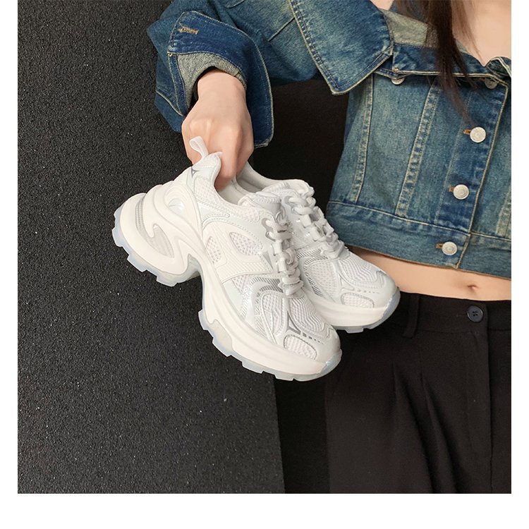厚底银色老爹鞋女2025春夏新款透气增高网红炸街ins潮休闲运动鞋详情11